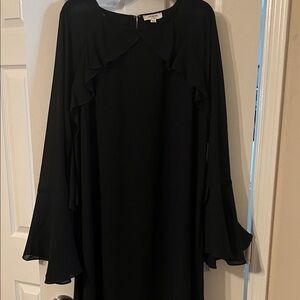 Umgee Black Long Sleeve Dress with Ruffle Accents